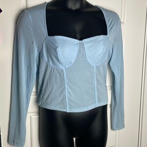 SHEIN Blue Corset Style Long Sleeve Blouse Size 1XL